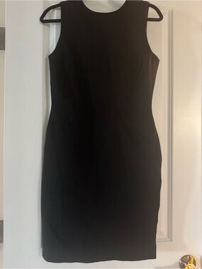 Banana Republic Black Sleeveless V-Neck Midi Sheath Dress